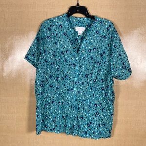 CJ Banks Button Down Short Sleeve Abstract Print